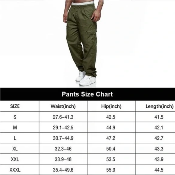 Mens Cargo Pants Relaxed Fit Drawstring Joggers Sweatpants *NEW* - Picture 6 of 6